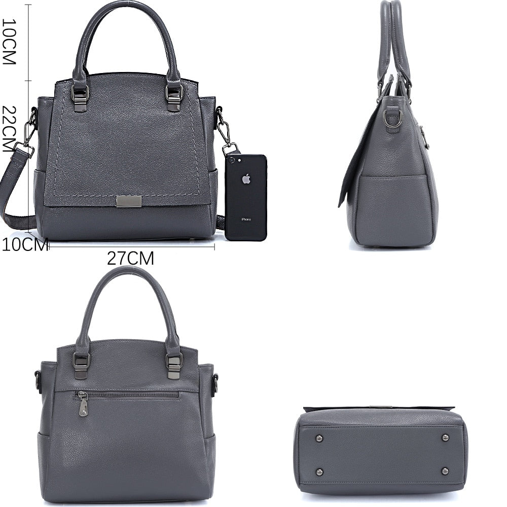 Zency 100% Genuine Leather Handbag Classic Stylish Elegant Ladies Shoulder Bag Large Capacity Women Crossbody Bag High Quality