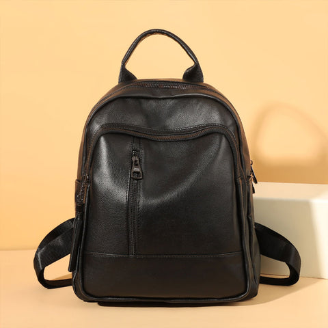 Zency Genuien Leather Women Simple Casual Fashion Backpack Large Female Travel High Quality Commute Rucksack School Bag Satchel