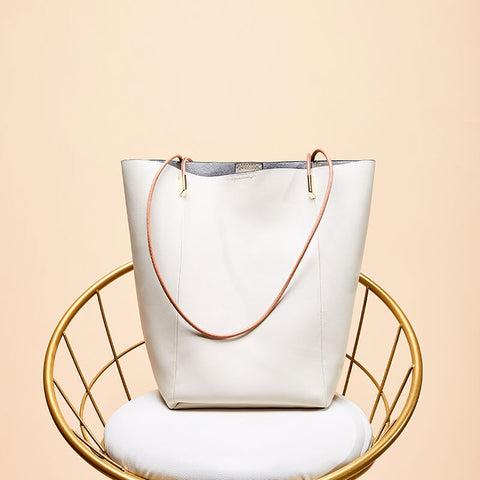 Image of Zency Genuine Leather Shoulder Bags For women's Fashion Large Retro Bucket Underarm Bag Female Commute Casual Top-handle Handbag