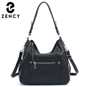 Zency 2021 New Classic Genuine Leather Shoulder Bags For Women's High Quality Simple Female Crossbody Handbag Large Commute Bag
