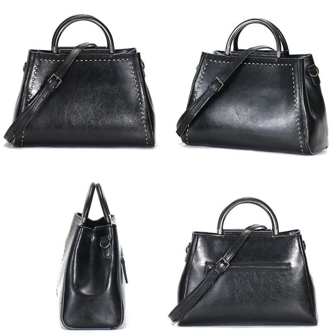 Image of Zency Famale Shell Shoulder Bags Real Leather Simple Elegant Handbag Women New Luxury Fashion Crossbody Bag Retro Top-Handle Bag