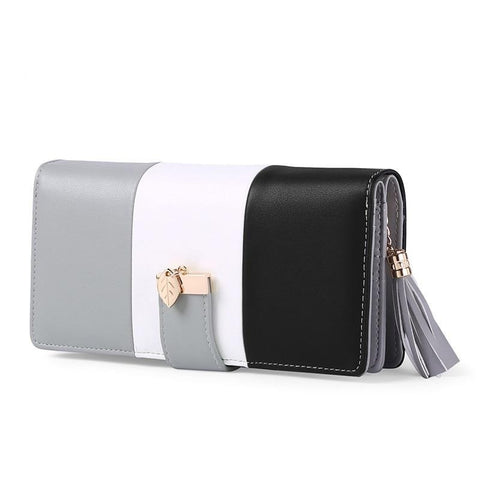 Image of Zency 2021 Female Multifunction Cowhide Leather Wallet Casual Color Contrast Hasp Bag For Women Zipper Long Coin Fashion Purses