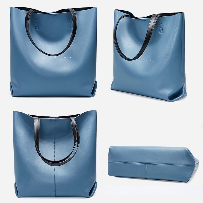 Zency Soft Genuine Leather Women's Handbag Fashion Classic Style Female Shoulder Bag Large Capacity Travel Outdoor Bucket Bags