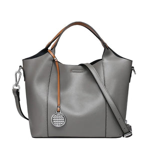 Zency 100% Genuine Leather Fashion Women Handbag Casual Tote Large Capacity Elegant Lady Shoulder Crossbody Bags Black Grey