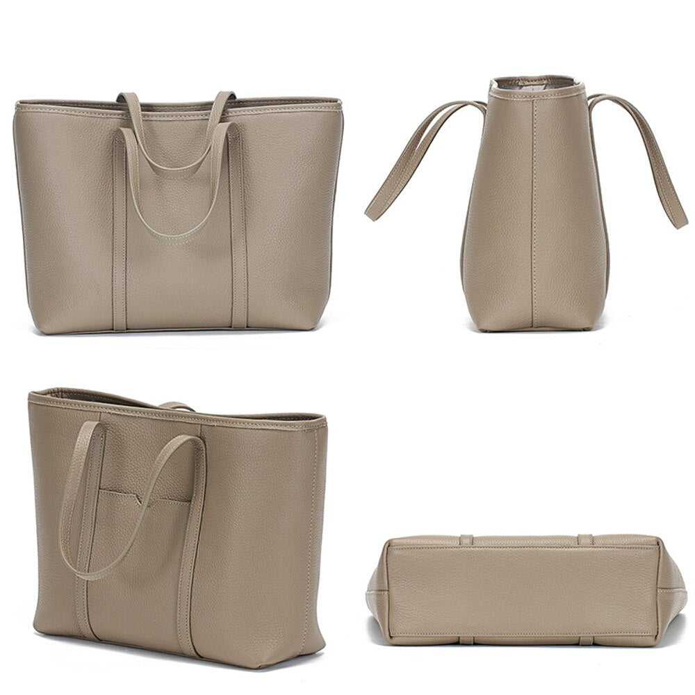 Zency 2021 New Arrival Fashionable Handbag Big Capacity Simple Casual Tote Bag High Quality Classic Ladies Shoulder Bag Gray