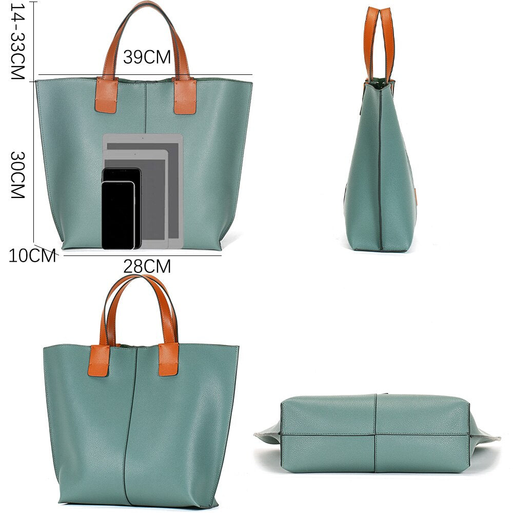 Zency 2021 New Arrival Fashion Female Handbag Big Capacity Women Shoulder Bag Simple Casual Tote Super Quality Bags Blue
