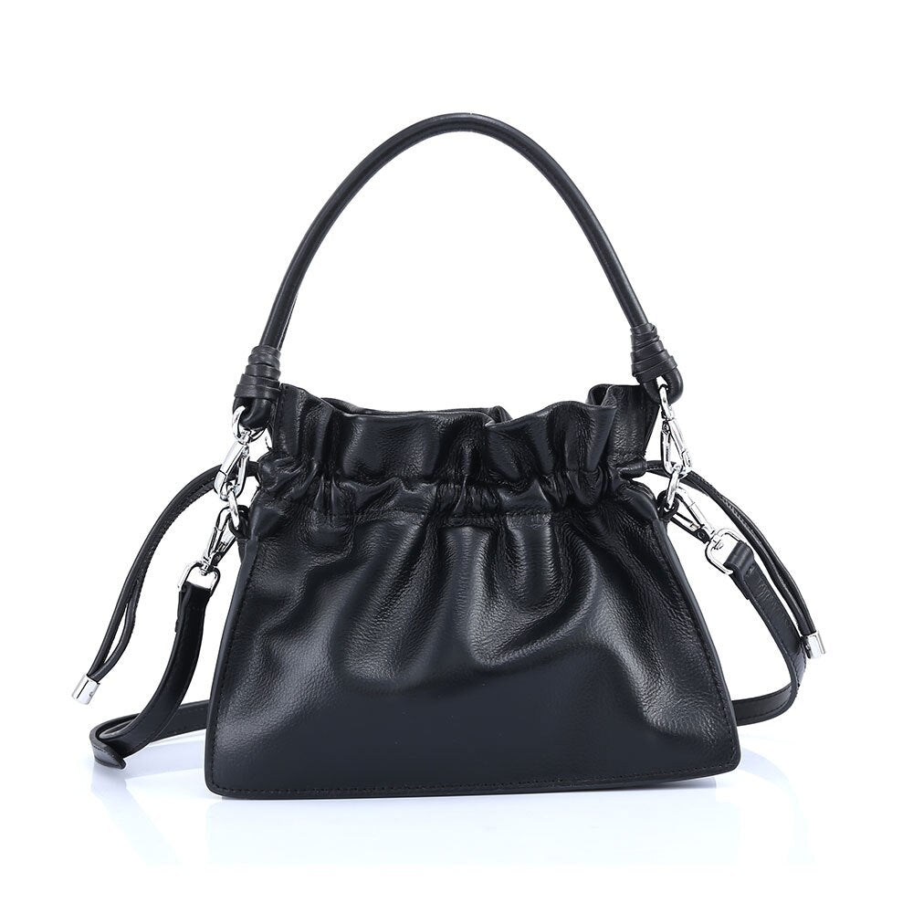 Zency Genuine Leather 2021 Summer Fashion Designer Shoulder Bag For Women Bucket String Crossbody Lady High Quality Tote Handbag