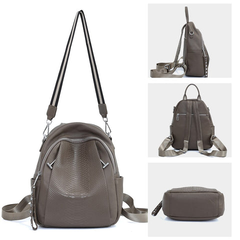 Image of Zency Genuine Leather Backpack For Women Fashion Alligator Rivet High Quality Satchel Female Shoulder Travel School Bag Rucksack