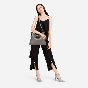 Zency Fashion Grey Women Shoulder Bag 100% Genuine Leather Handbag New Style Female Messenger Crossbody Purse Lady Casual Tote