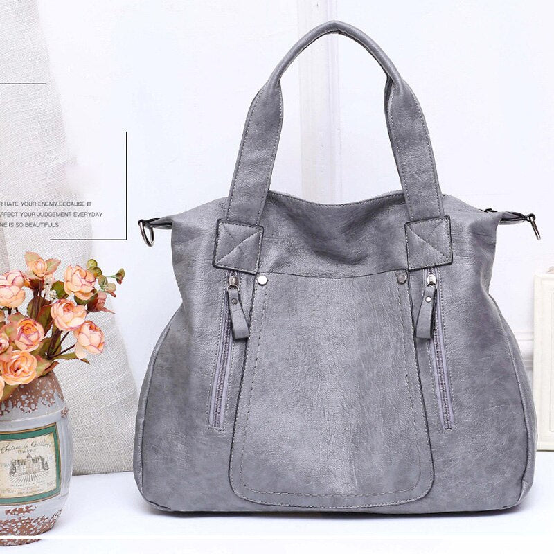 Zency Soft Artificial Leather Handbag Large Capacity Simple Casual Women's Shoulder Bag Fashion Classic Crossbody Bags Black
