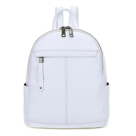 Image of ZENCY Genuine Cow Leather Women Backpack First Layer Cowhide Ladies Wife Gifts White Backpacks Travel School Shopping Bag