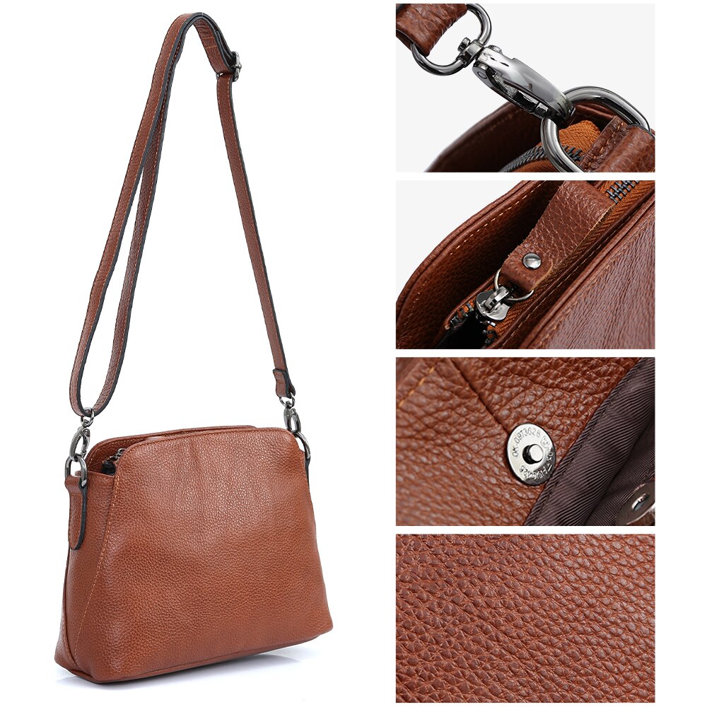 Zency Genuine Leather Bags For Women Vintage Simple Small Handbag Casual High Quality Female Shoulder Crossbody Tote Bag Autumn