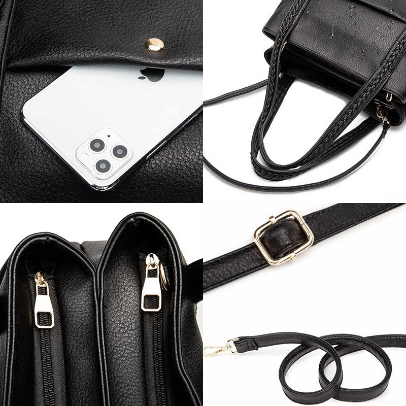 Zency Soft Pu Leather Handbag Bussiness Work Ladies Shoulder Bag Simple Casual Shopping Women's Crossbody Bag High Quality Black