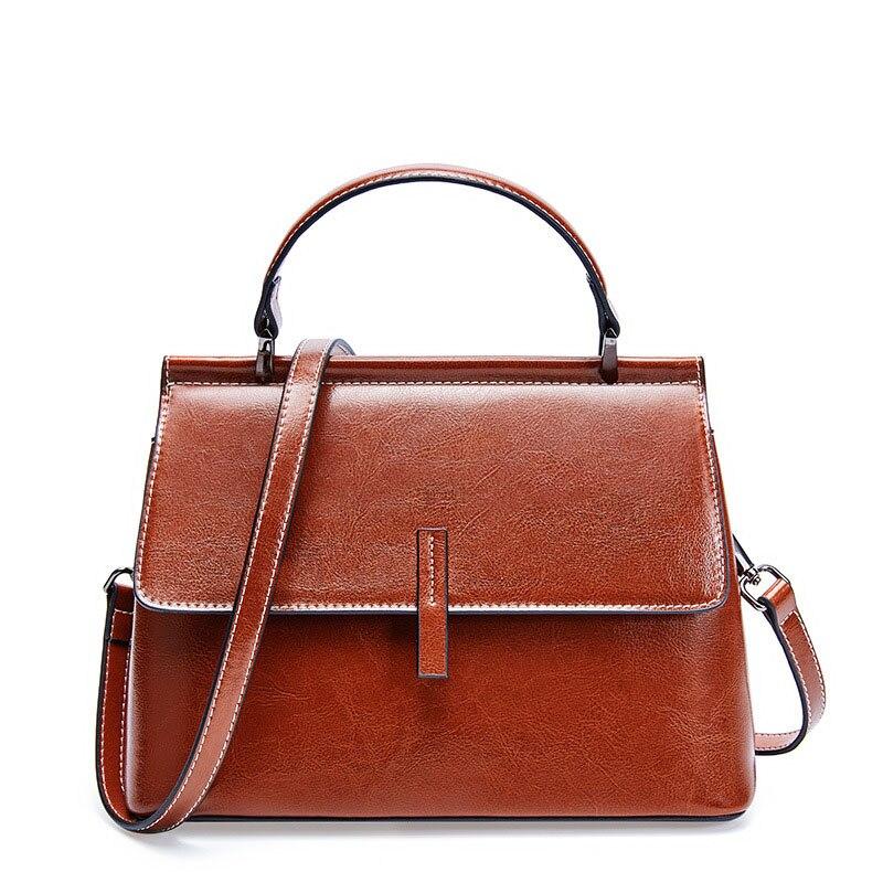 Zency 100% Genuine Leather Retro Brown Women Tote Bag Small Flap Daily Casual Shoulder Messenger Bags Black Grey Handbag