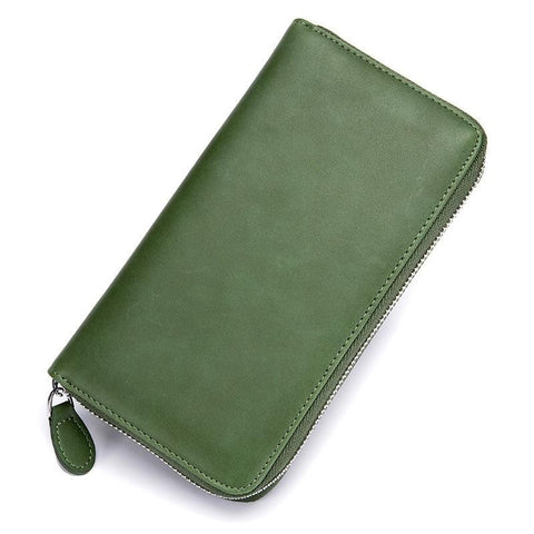 Image of Zency Simple Fashion Women's Coin Pocket Card Holder Soft Genuine Leather Wallets High Quality Daily Casual Female Pures Green