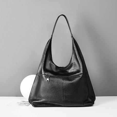 Image of Zency 100% Genuine Leather Fashion Women Shoulder Bag Daily Casual Shopping Hobos Classic Black Tote Handbag Crossbody Bags