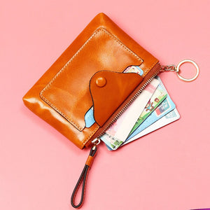 Zency 100% Genuine Leather Fashion Brown Women Short Wallet Hasp Zipper Luxury Coin Purse Card Holder Passcard Pocket Black