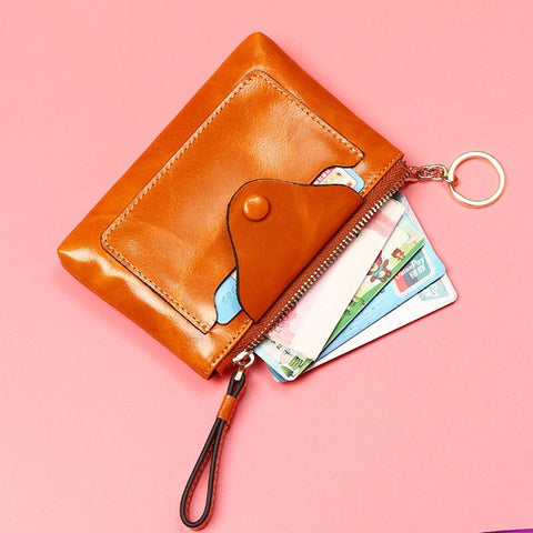 Image of Zency 100% Genuine Leather Fashion Brown Women Short Wallet Hasp Zipper Luxury Coin Purse Card Holder Passcard Pocket Black