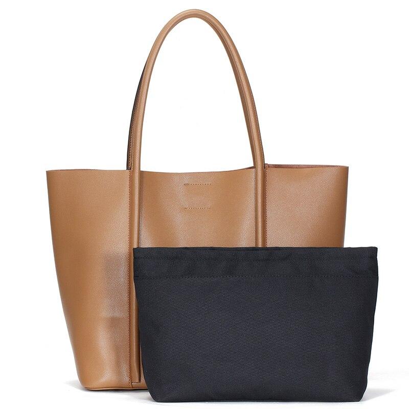 Zency Soft Genuine Leather Handbag Classic Elegant All-match Women's Tote Bags Large Capacity Composite Bag Commute Shoulder Bag