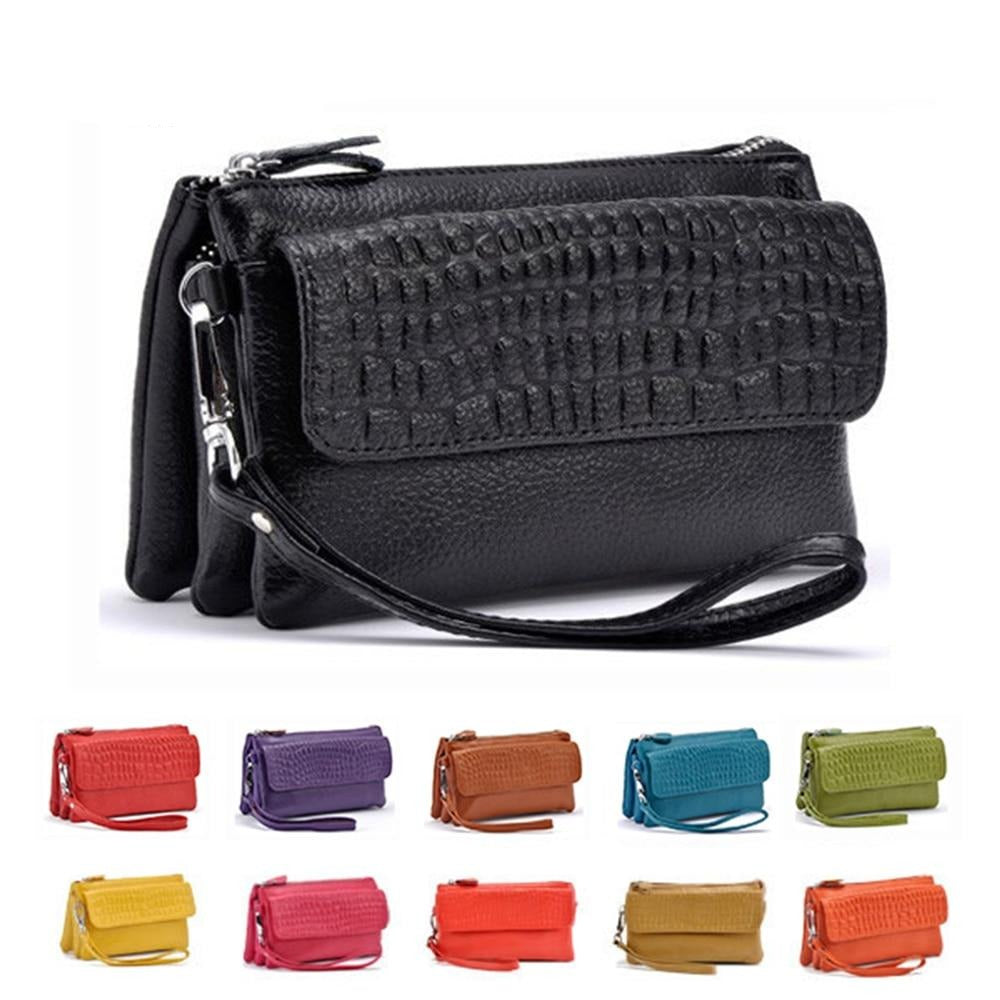 Zency 100% Genuine Leather Women Standard Wallet Practical Mobile Phone Bags Ladies Clutch Bag Long Purse Credit Card Holders