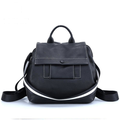 Image of Zency Spring Fashion Classic Design For Teenagers School Bag Soft Top-layer Cowhide Leather Backpack Casual Daypack Shoulder Bag