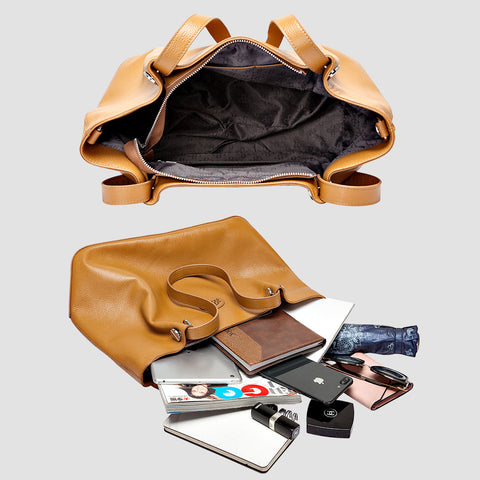 Image of Zency Large Capacity Women Shoulder Bag 100% Genuine Leather Handbag Simple Fashion Lady Crossbody Messenger Purse Black Tote