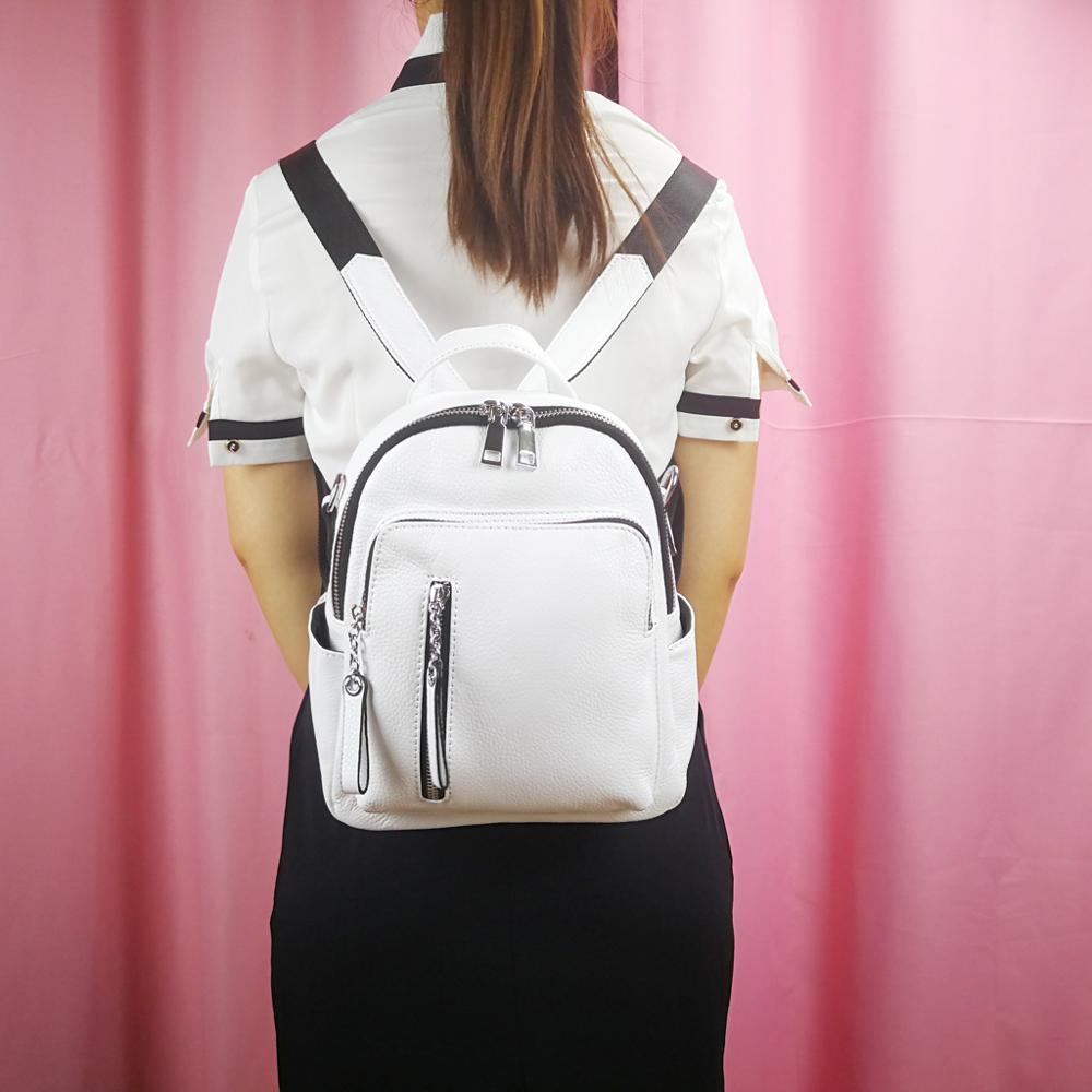 ZENCY Silver Hardware100% Genuine Cow Leather Several Colors Women Backpack Lady Girl Top Layer Cowhide Book Bag Style Knapsack