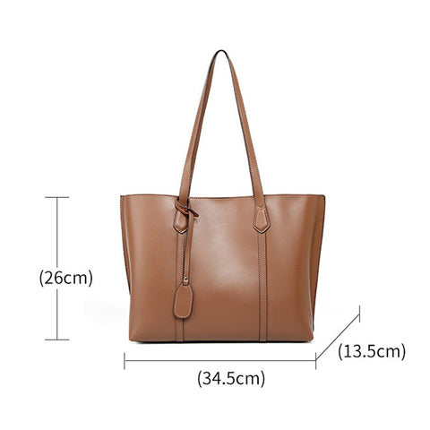 Image of Zency Soft Cowhide Leather Handbag Large Capacity Shopping Women's Shoulder Bag Fashion Elegant High Quality Female Tote Bag