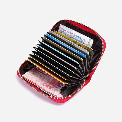 Image of Zency Mini Short Wallet For Women Genuine Leather Heart Shape Decoration Daily Casual Coin Pocket Purse Card Holders Black Red