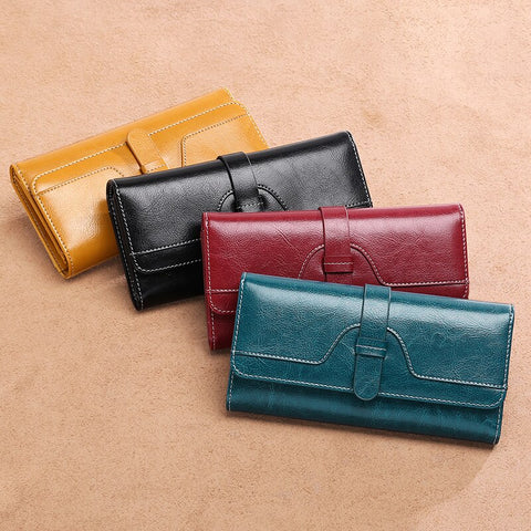 Image of Zency Fashion Retro Bags Women Genuine Leather Clutch Bag High Capacity Quality Wallet Card Case Coin Long Zipper Purse