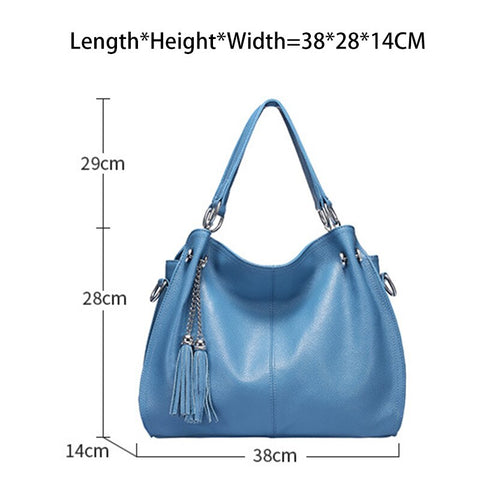 Image of Zency Classic Brand Women Shoulder Bag 100% Genuine Leather Fashion Tassel Hobos Handbag Ladies Messenger Crossbody Purse Black