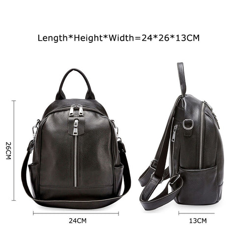 Image of Zency Fashion Women Backpack 100% Cowhide Genuine Leather Black Travel Bags Girl's Schoolbag Notebook High Quality Knapsack