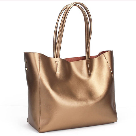 Image of Zency Luxury Gold Women Shoulder Bag 100% Genuine Leather Large Capacity Handbag Elegant Ladies Messenger Crossbody Fashion