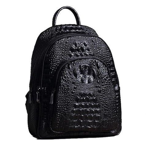 ZENCY Large Capacity Fashion Crocodile Pattern Backpack Genuine Leather Second Layer Cowhide Women Backpack School Bags