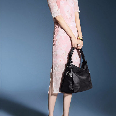Image of Zency 100% Genuine Leather Spring Beige Handbag Fashion Women Shoulder Bag Large Capacity Casual Tote Crossbody Purse Black Grey