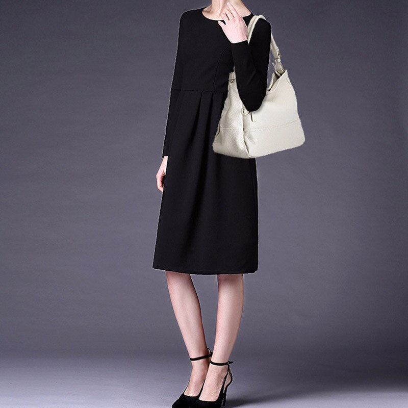 Zency 100% Genuine Leather Spring Beige Handbag Fashion Women Shoulder Bag Large Capacity Casual Tote Crossbody Purse Black Grey