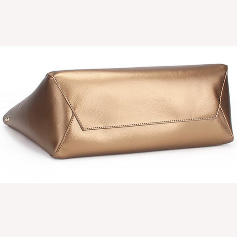 Image of Zency Luxury Gold Women Shoulder Bag 100% Genuine Leather Large Capacity Handbag Elegant Ladies Messenger Crossbody Fashion