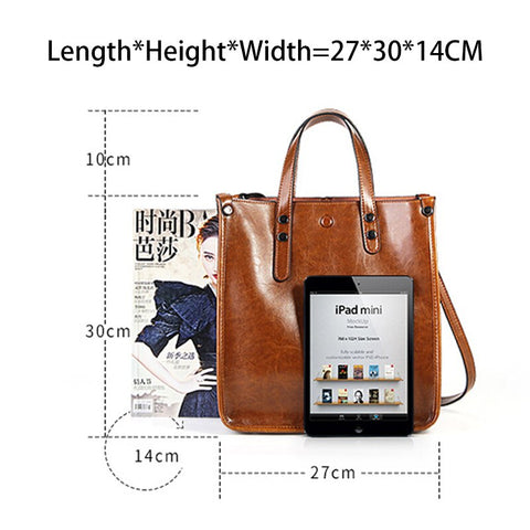 Image of Zency Women Casual Tote 100% Genuine Leather Brown Handbag Retro Crossbody Messenger Purse For Lady Coffee Shoulder Bag