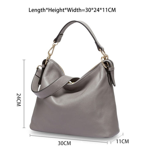 Image of Zency Fashion Grey Women Shoulder Bag 100% Genuine Leather Handbag New Style Female Messenger Crossbody Purse Lady Casual Tote