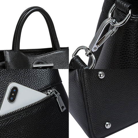 Image of Zency Fashion Women Top-handle Bag 100% Genuine Leather Handbag Elegant Lady Crossbody High Quality Shoulder Bags Black Grey