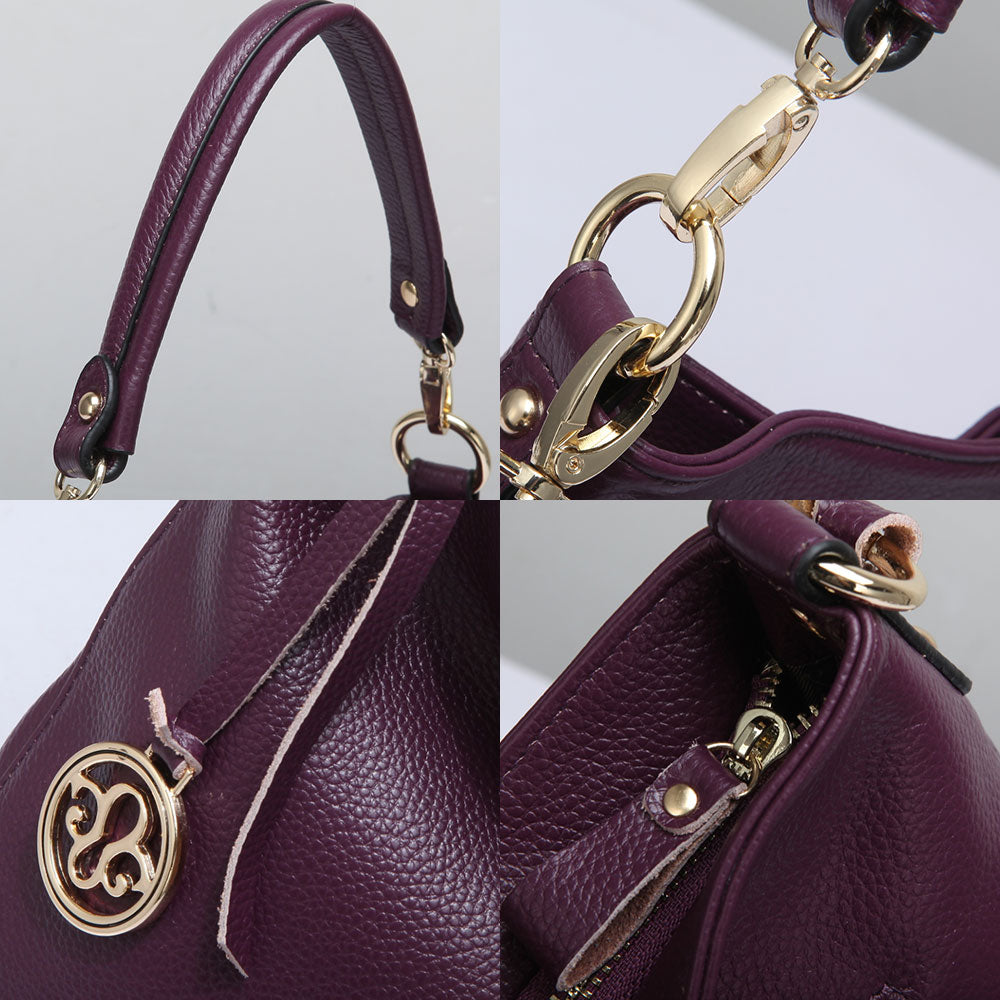 Zency Charm Purple Women Shoulder Bag 100% Genuine Leather Hobos Fashion Lady Messenger Crossbody Purse Elegant Female Handbag