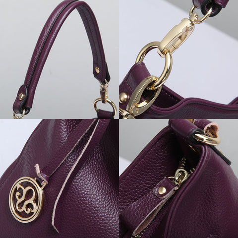 Image of Zency Charm Purple Women Shoulder Bag 100% Genuine Leather Hobos Fashion Lady Messenger Crossbody Purse Elegant Female Handbag