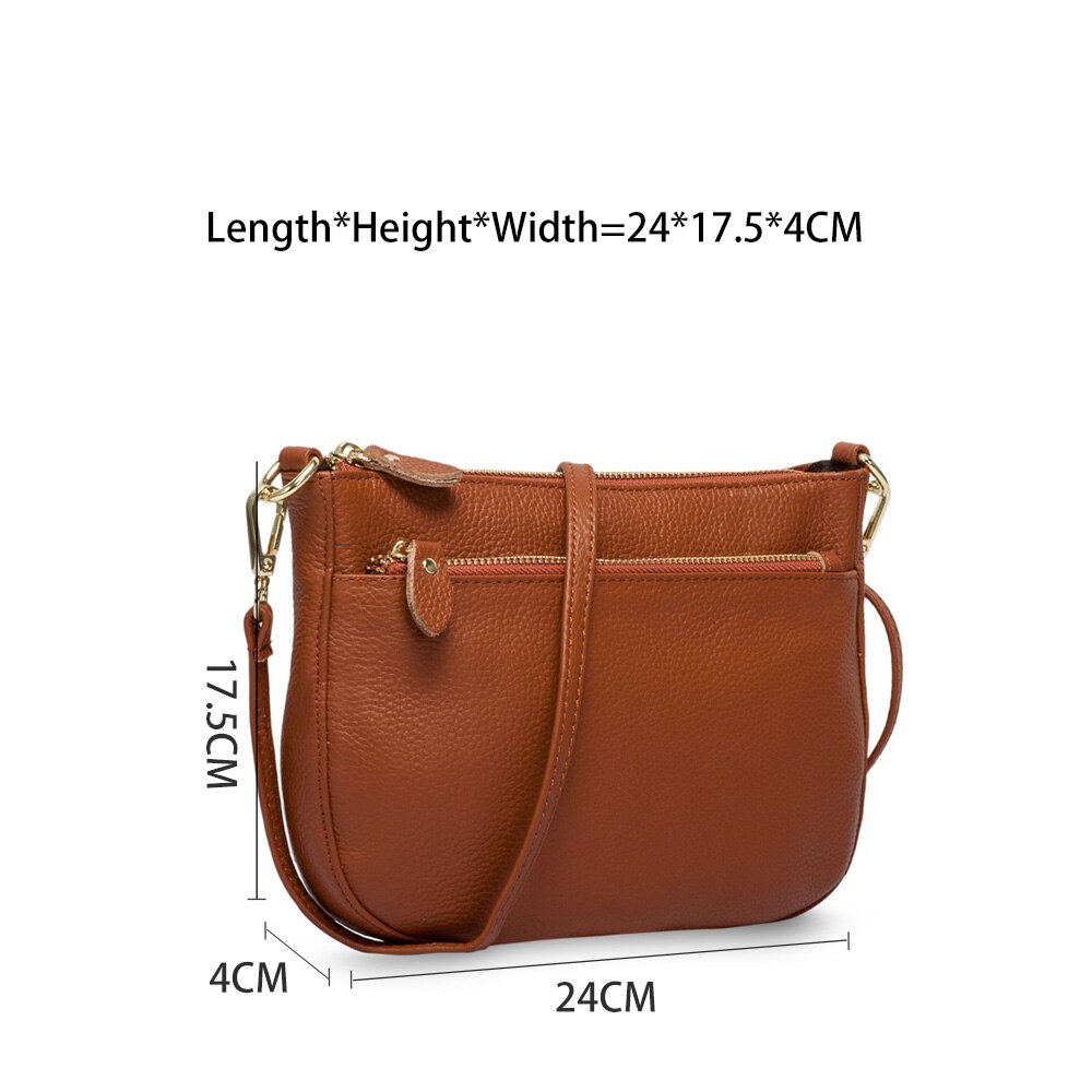 Zency 100% Genuine Leather Brown Handbag Fashion Women Crossbody Bag Small Flap Bags Simple Lady Shoulder Purse Messenger