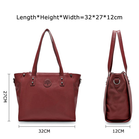 Image of Zency 100% Genuine Leather Black Handbag Fashion Women Shoulder Bag Large Capacity Shopping Bags Lady Crossbody Messenger Purse