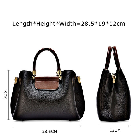 Image of Zency Office Lady Tote Handbag 100% Genuine Leather Fashion Brown Female Crossbody Messenger Purse Large Capacity Shoulder Bags