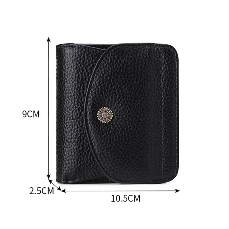 Zency Genuine Leather Ladies Small Coin Purse Trend Simple Elegent Female Wallet Anti Theft Card Holders Flower Hasp Bag Fashion