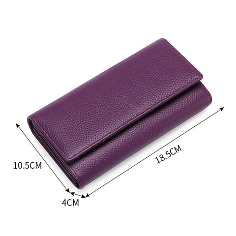 Image of Zency New Cowhide Leather Women's Hight Quality Wallet Card Case Fashion Designer Clutch Holders Bag Female Slim Hasp Coin Purse