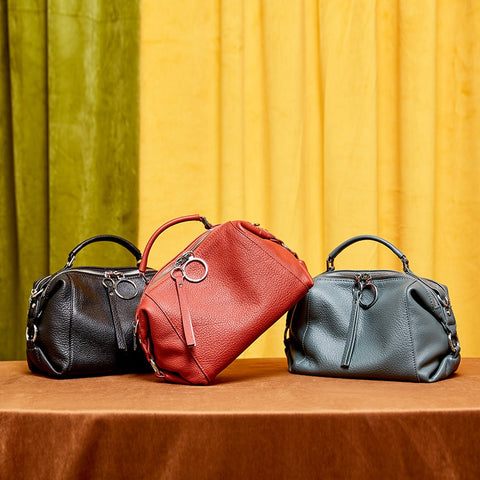 Zency Soft Genuine Leather Handbag Elegant Fashion Tassel Female Shoulder Bag Large Capacity Simple Casual Women Crossbody Bag