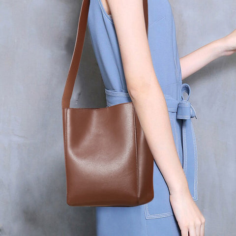 Image of Zency Soft Cowhide Leather Female Shoulder Bags 2021 Spring New Personality Design Women's Handbag Large Capacity Crossbody Bag