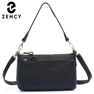 Zency Genuine Leather Simple Classic New Female Shoulder Bag Square Small Commute Crossbody Handbag For Women High Quality Soft